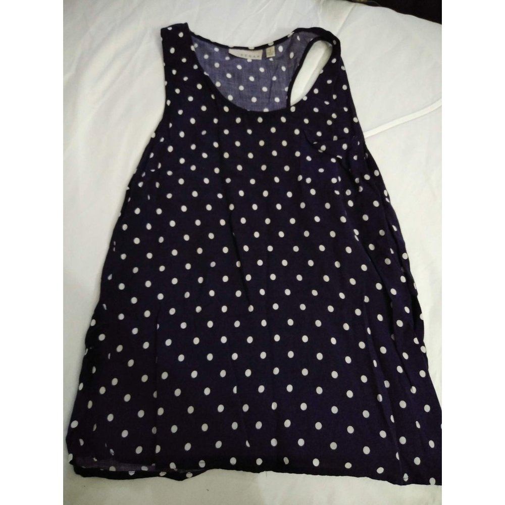 Kenar Tank Blouse Size S in Navy with Dots